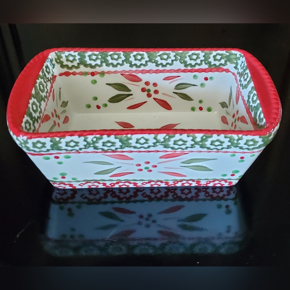12oz Mini Loaf "Temp-tations Holiday" Red, Green on White by Tara